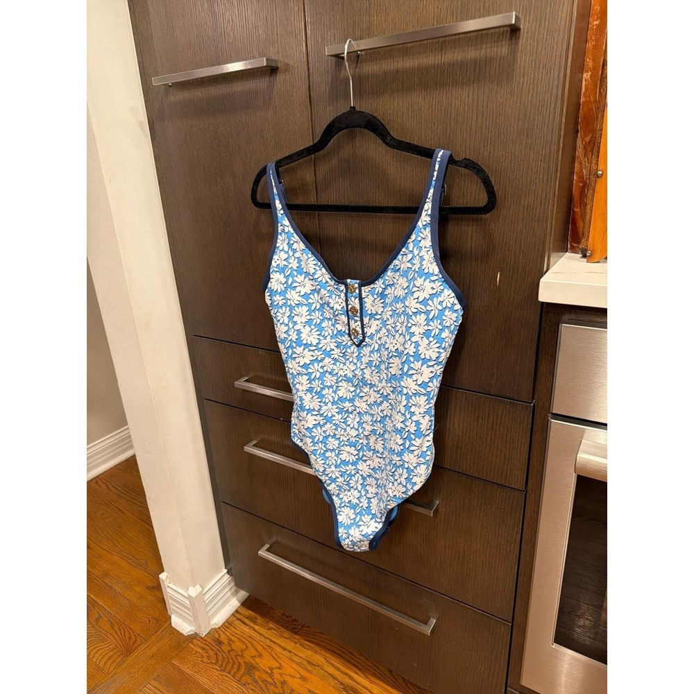 Lilly Pulitzer Baela One-Piece Swimsuit, Style# 014967 Lunar Blue Palm 14